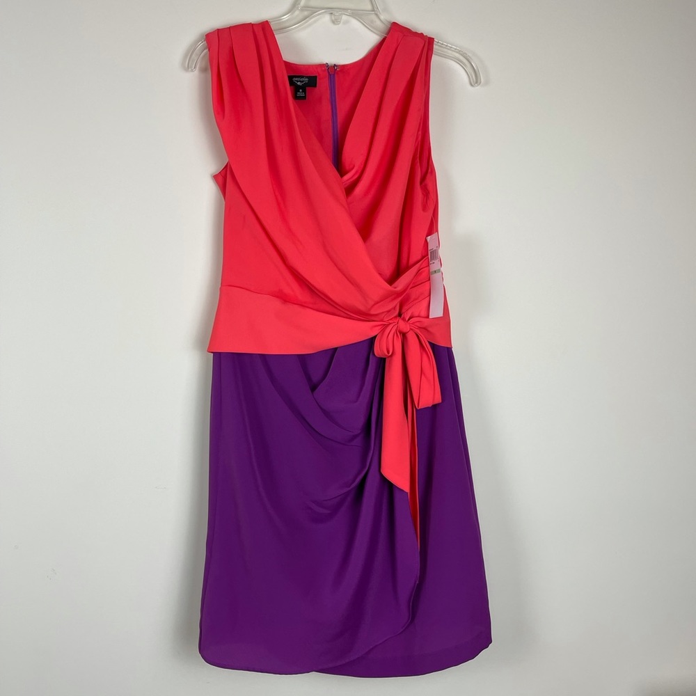 Suzi Chin pink purple wrap dress